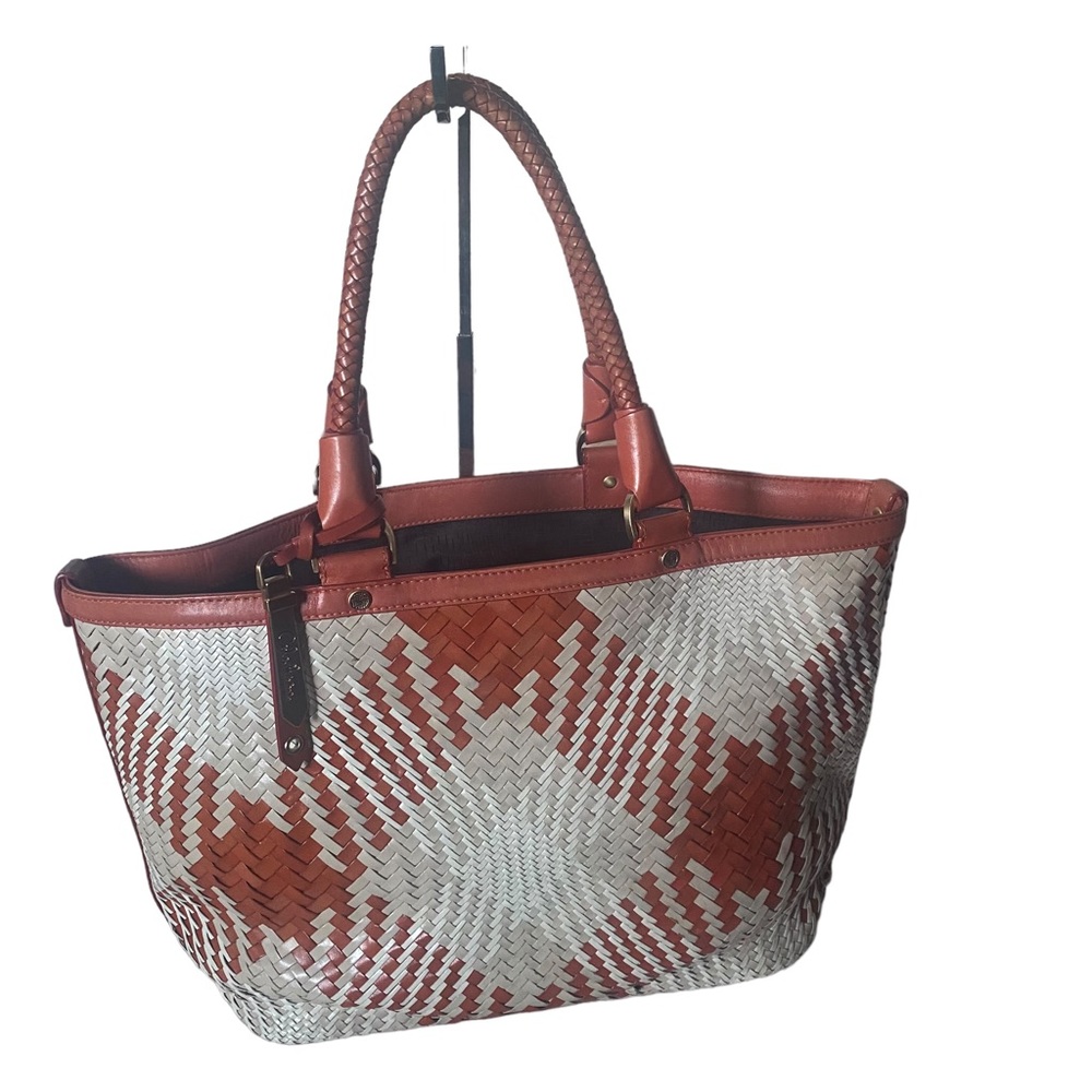 Cole haan woven leather tote bag